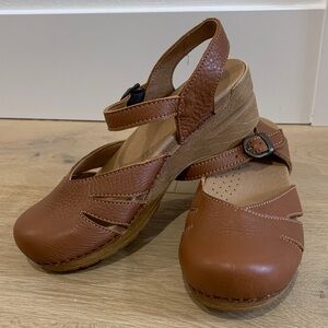 Sanita Margetha Brown Leather Clogs
